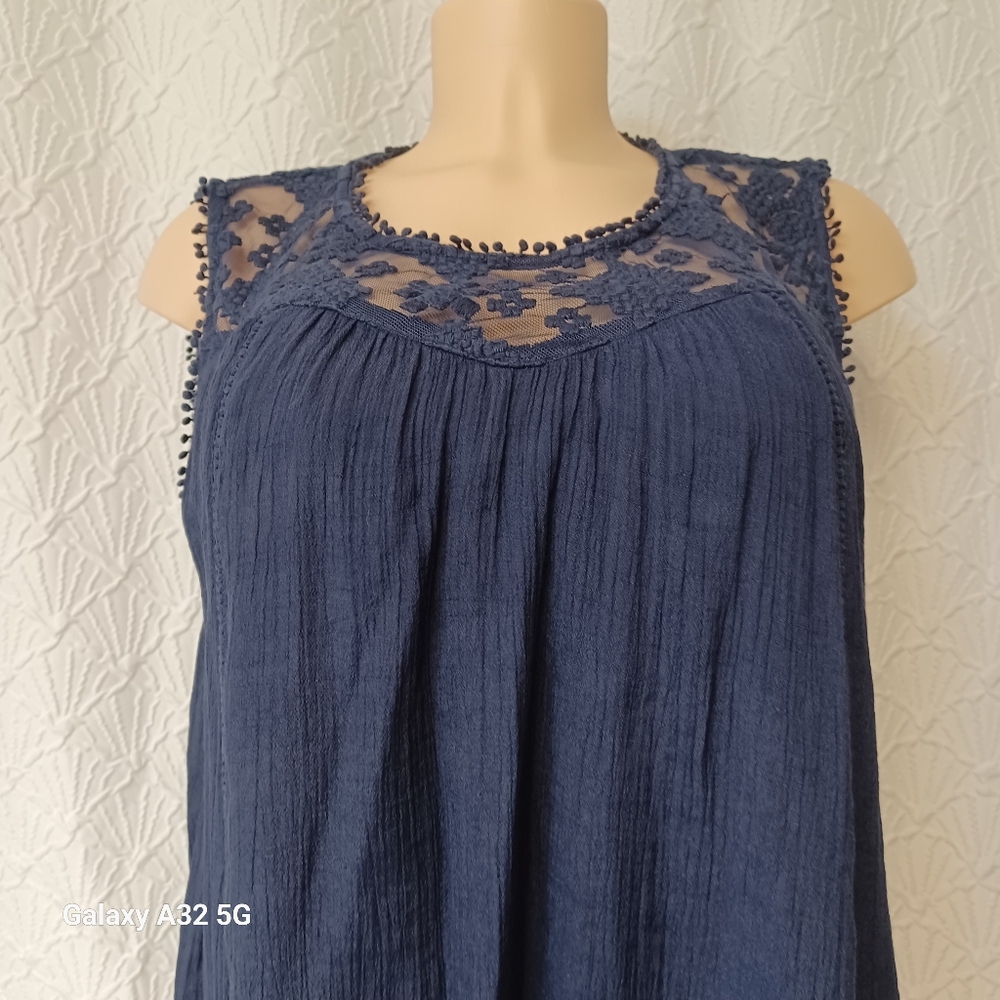 JohnPaulRichard Women L Blue Asymmetrical Tiered Blouse - Picture 4 of 14